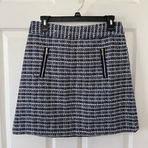 LOFT Navy and White Tweed Skirt